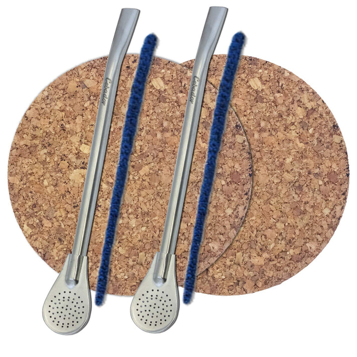 Mate Tee Verde Mate Set für 2 Personen - Yerba Mate Probierset 10x50g - Mit 2x Mate Becher und 2x Bo