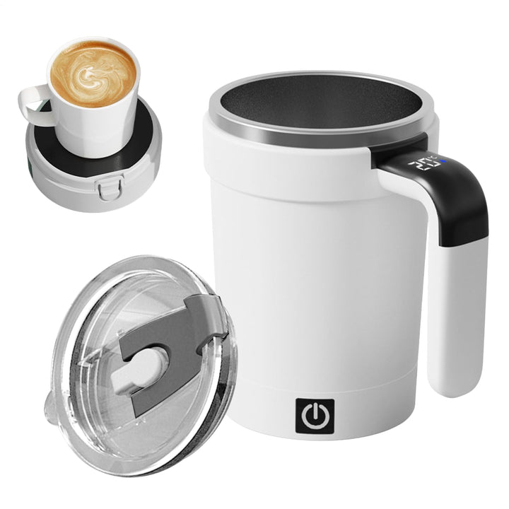 Selbstrührende Kaffeetasse 380ml - Wiederaufladbare Magnetischer Rührbecher, Edelstahl, Automatische
