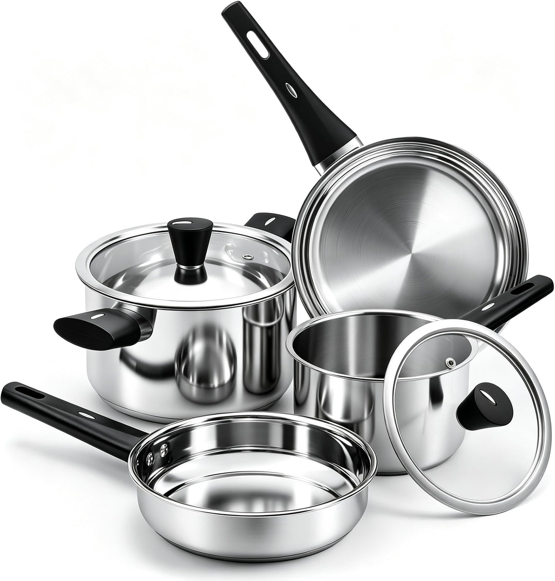 Topfset 6-Teilig Kochtopfset Induktion Töpfe Kochtopf Pfannenset Edelstahl Cookware Set Mit Deckel V