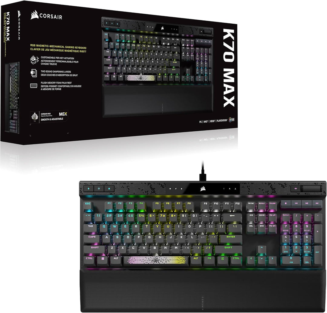CORSAIR K70 MAX RGB Magnetisch-Mechanische Kabelgebundene Gaming-Tastatur - Einstellbare MGX-Schalte