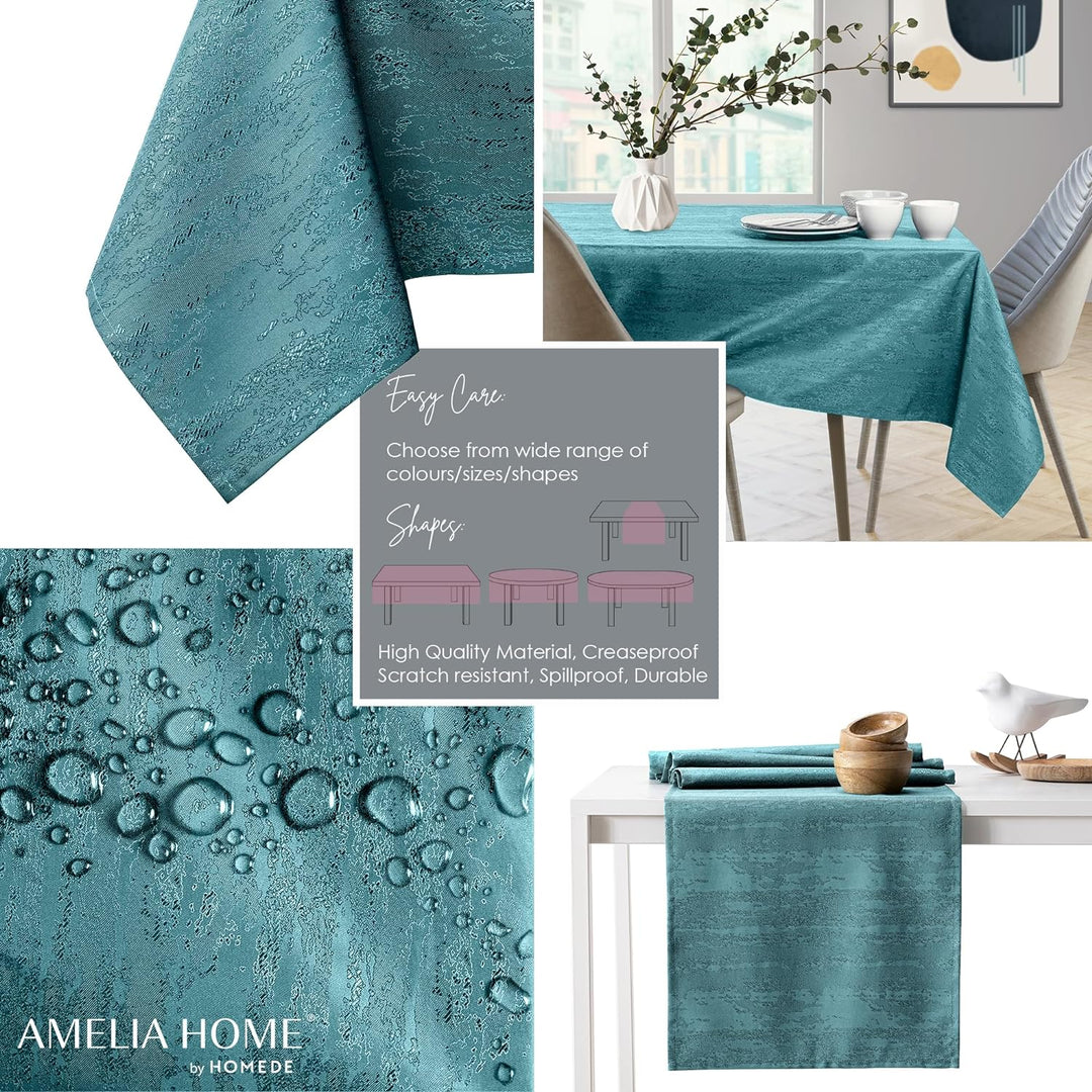 AmeliaHome Tischdecke 120x120 cm Tischtuch Tafeldecke Fleckschutz Lotuseffekt Abwaschbar Wasserabwei