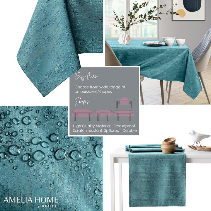 AmeliaHome Tischdecke 120x120 cm Tischtuch Tafeldecke Fleckschutz Lotuseffekt Abwaschbar Wasserabwei