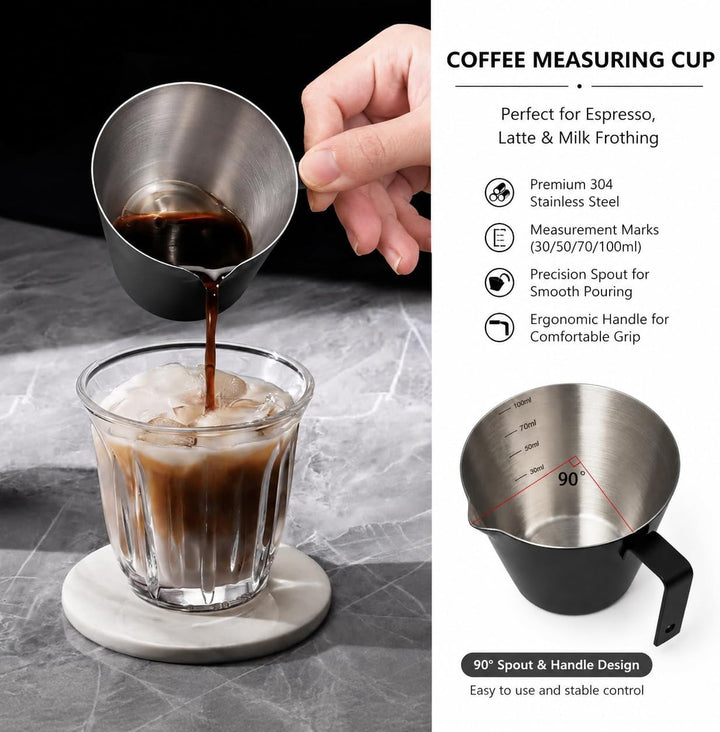 4 Stück Espresso Messbecher 100ml Klein Espresso Kännchen Kaffee Messglas