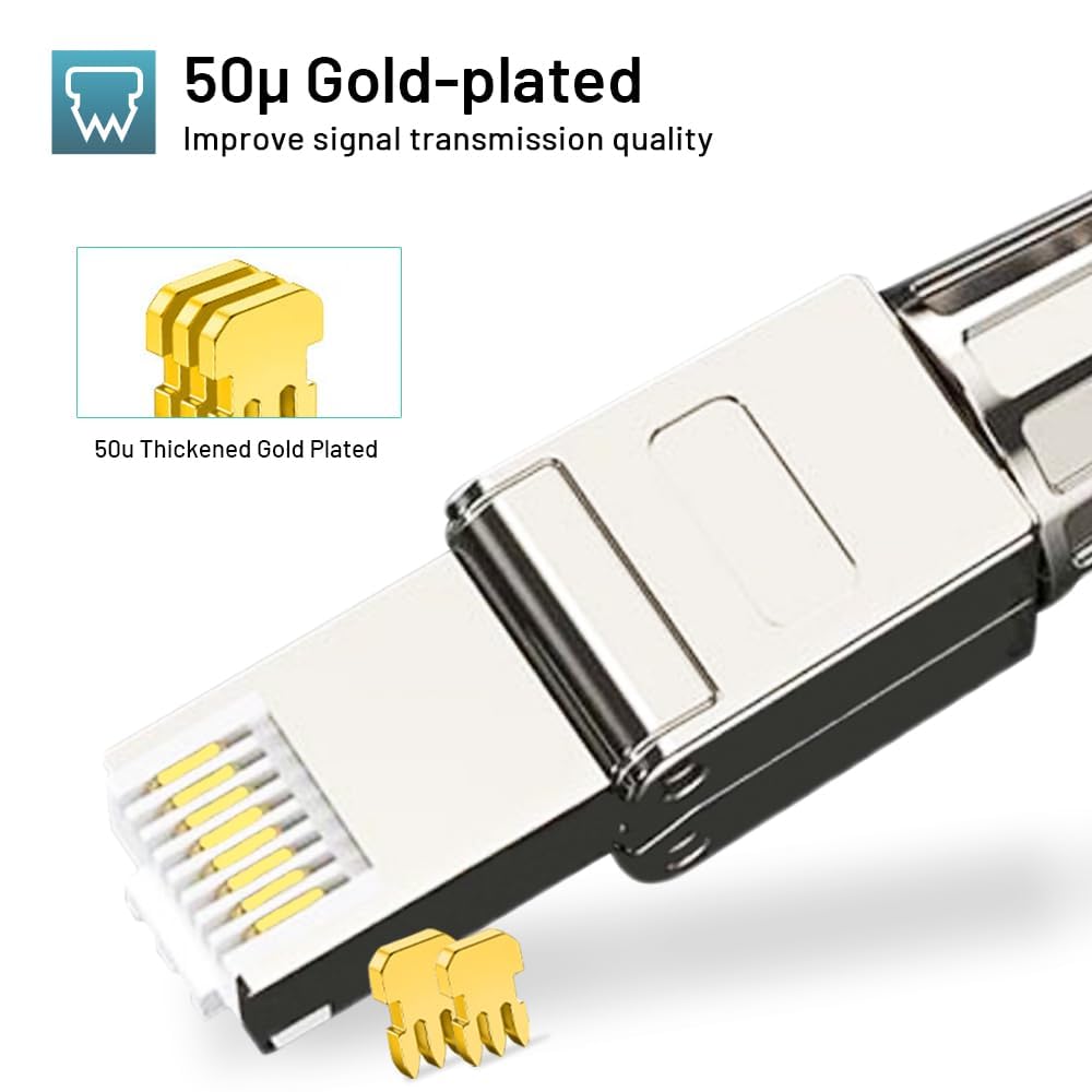 songyea RJ45 Stecker Werkzeuglos, 12 Stück Cat7 Stecker, Cat6A Netzwerkstecker, Netzwerk Werkzeug, W