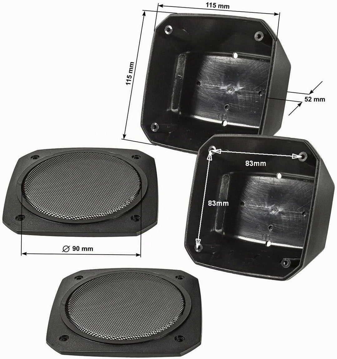 tomzz Audio 2800-017 Aufbau Lautsprecher Gehäuse für 100x100 mm DIN Lautsprecher Retro KFZ Boot LKW