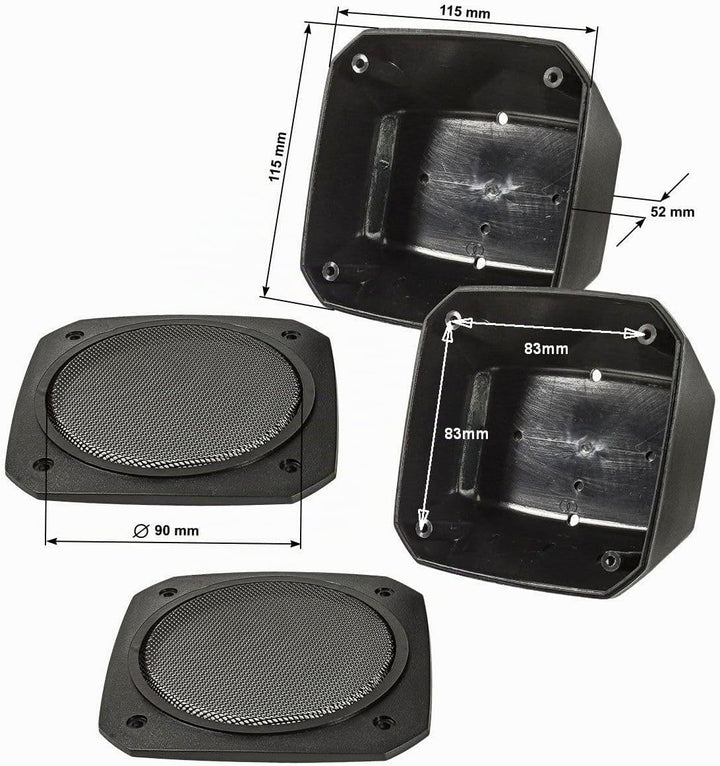 tomzz Audio 2800-017 Aufbau Lautsprecher Gehäuse für 100x100 mm DIN Lautsprecher Retro KFZ Boot LKW