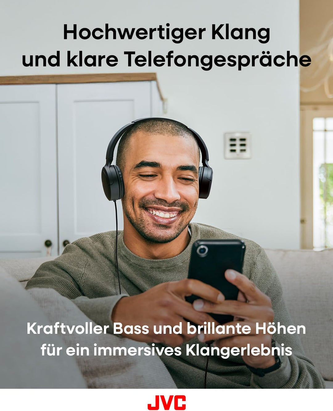 JVC HA-S33UC-B USB-C On-Ear-Kopfhörer, weiche Ohrpolster, faltbar, mit Mikrofon & 3-Tasten-Fernbedie