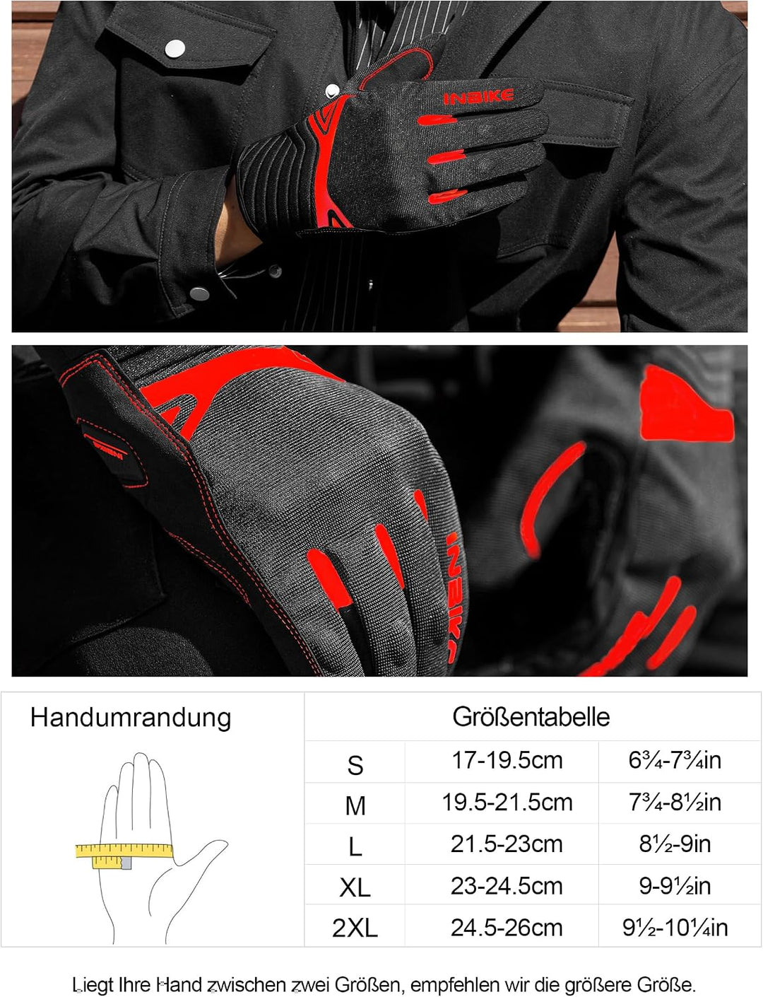 INBIKE Motorrad Handschuhe Motocross Sommer EUDE Foam Schutz Atmungsaktiv Touchscreen Motorradhandsc