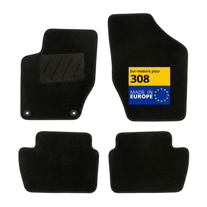 DBS - Autofussmatten - Massgeschneidert für 308/308SW - Mit Befestigungsclips - Antirutschmatten - 4
