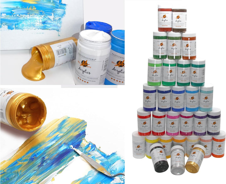 Bella Arte Künstler Acrylfarbe 30 x 300 ml Set – Hochpigmentierte Acrylfarben – Wasserfest, Lichtbes