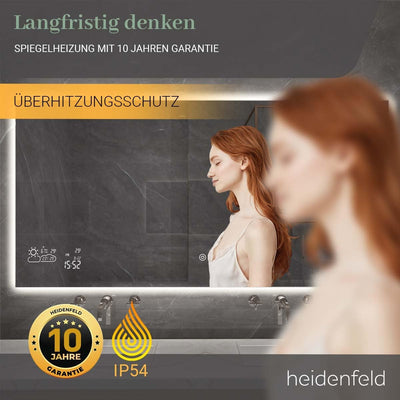 Heidenfeld Spiegel Infrarotheizung HF-HS200 mit Touchpanel | 𝟭𝟬 𝐉𝐀𝐇𝐑𝐄 𝐆𝐀𝐑𝐀𝐍𝐓𝐈𝐄 - 200 Watt - 60 x 60