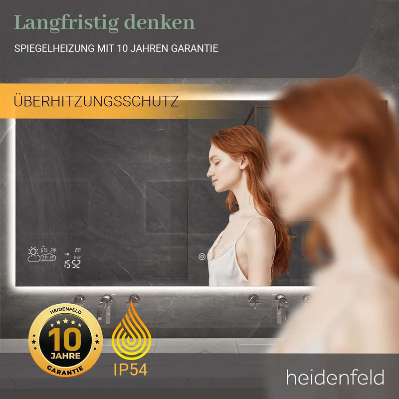 Heidenfeld Spiegel Infrarotheizung HF-HS200 mit Touchpanel | 𝟭𝟬 𝐉𝐀𝐇𝐑𝐄 𝐆𝐀𝐑𝐀𝐍𝐓𝐈𝐄 - 200 Watt - 60 x 60