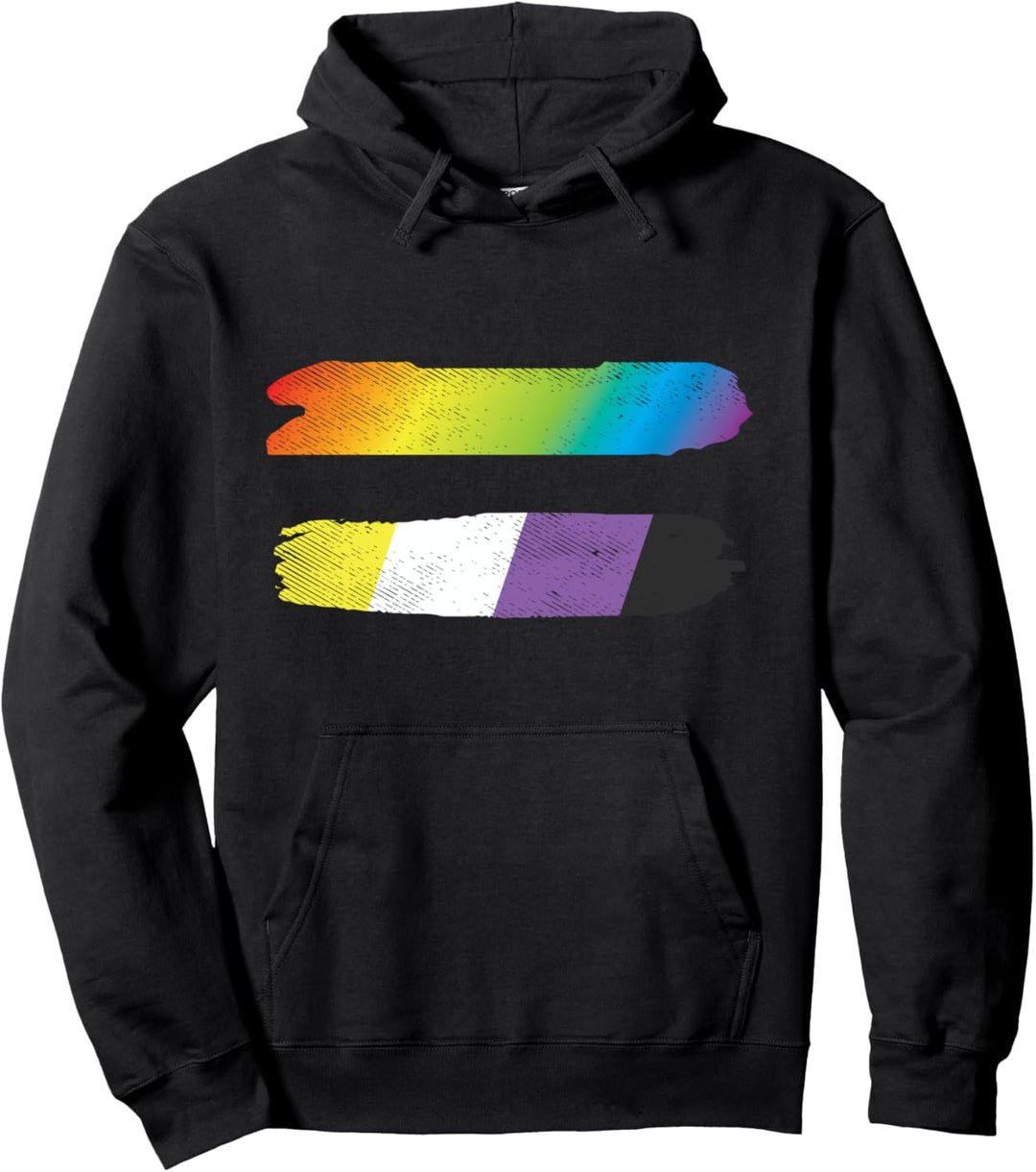 Equal Sign Equality LGBTQ Non-Binary Flag Genderqueer Enby Pullover Hoodie