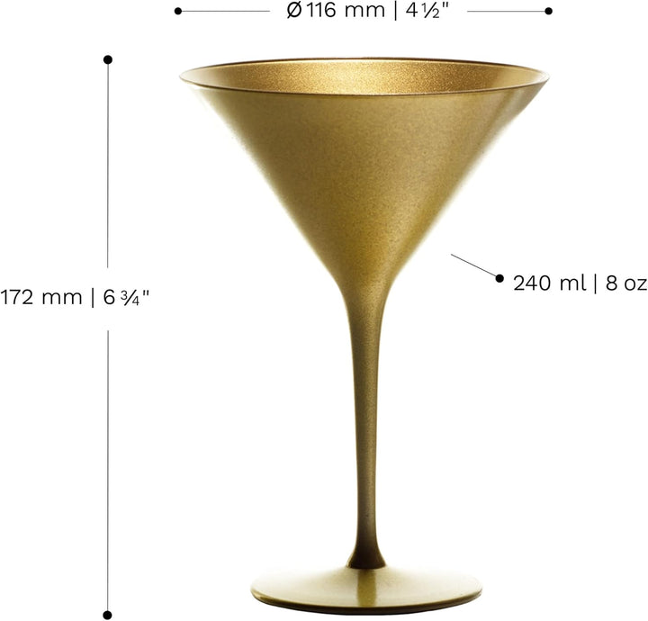 Stölzle Lausitz Cocktailschale Elements 240ml I Martini Gläser 6er Set I gold I Cocktailgläser spülm