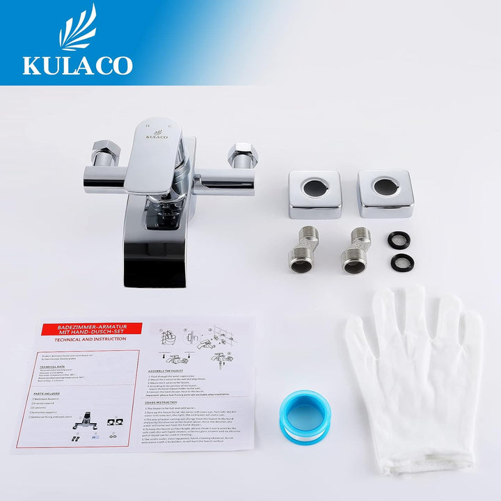 KULACO Badarmatur, Wasserfall, Duscharmatur, Badarmatur aus Messing, Einhebelmischer für Badewanne,