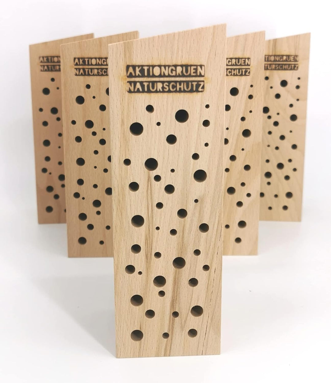 Insektenhotel/Bienenhaus/Nisthilfe aus Buche Massivholz für Wildbienen & solitär lebende Wespen