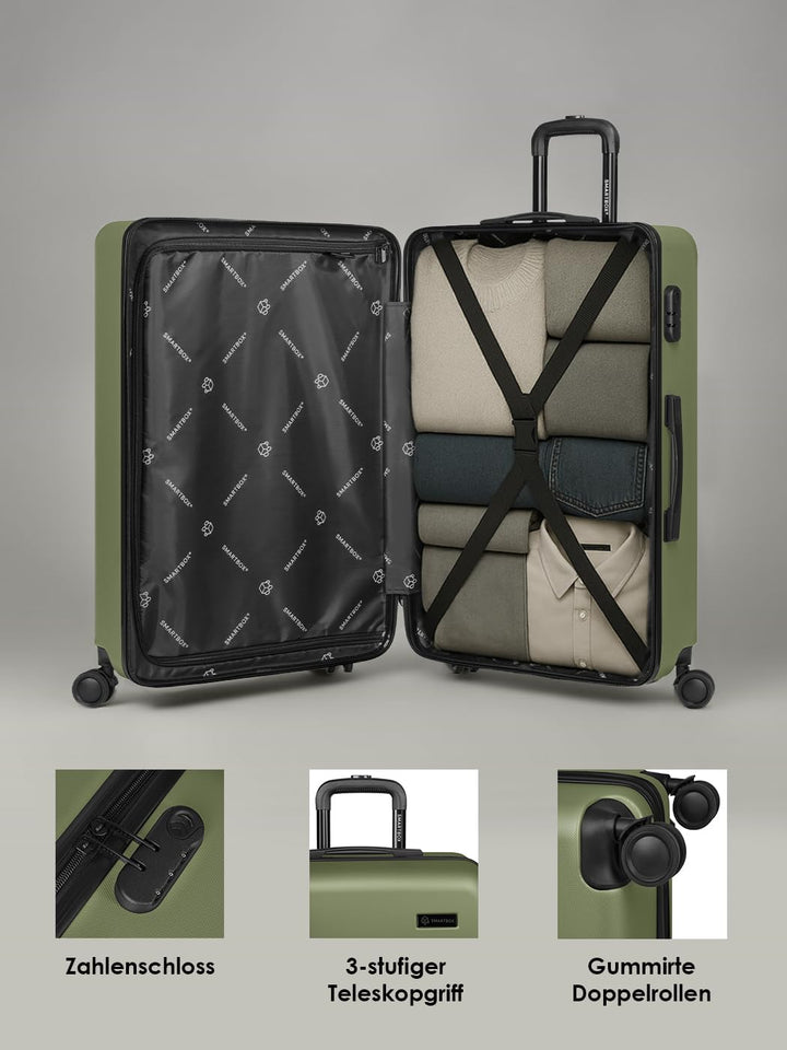 SMARTBOX Kofferset 3-teilig Hartschale ABS 4-Doppelrollen Olive Set, Olive Set