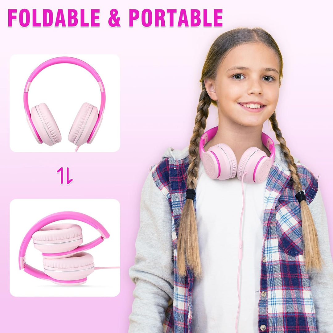 RockPapa L22 Kinder kopfhörer, Kabel Kopfhörer für Kinder, 3,5 mm Aux Jack, Verstellbares Stirnband