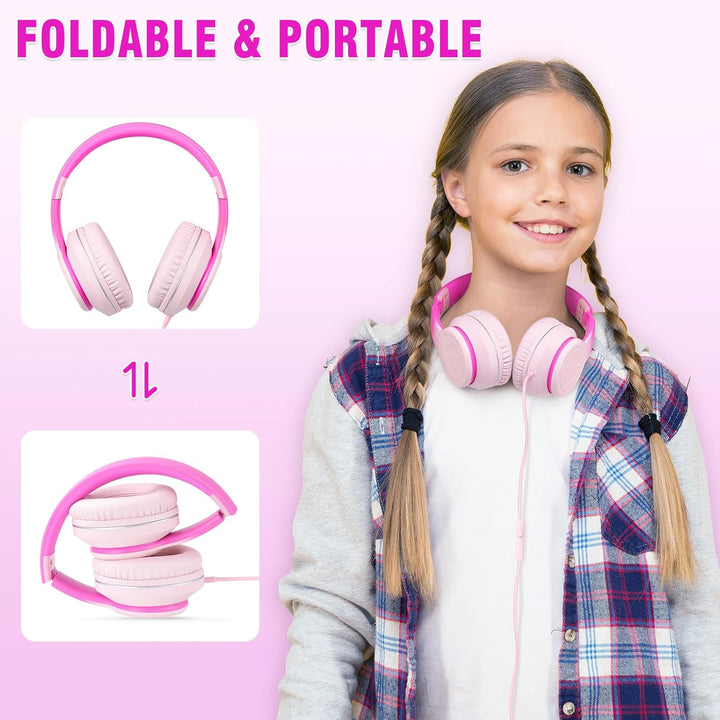 RockPapa L22 Kinder kopfhörer, Kabel Kopfhörer für Kinder, 3,5 mm Aux Jack, Verstellbares Stirnband