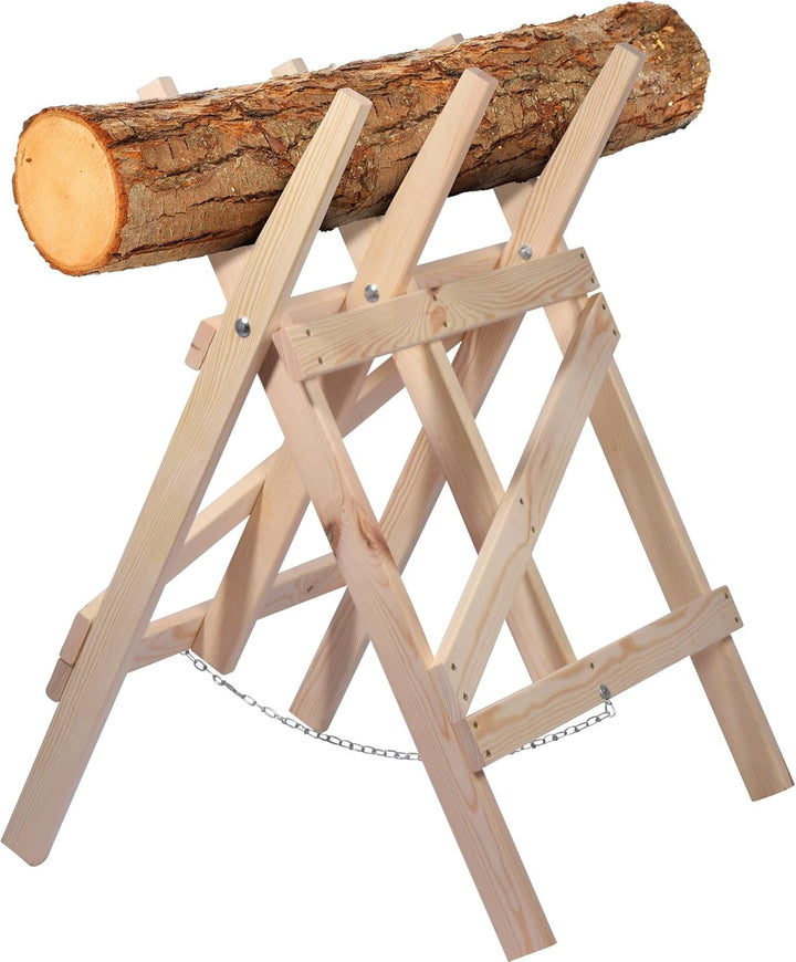 dobar® green label 56080FSCe Sägebock klappbar | Sägehilfe Massivholz | Sägegestell für Kaminholz |