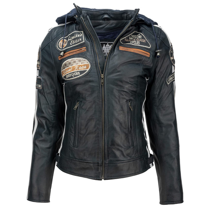 Motorradjacke Damen Mit Protektoren, URBAN 5884 , Damenjacke aus Lammleder, Protektoren für Rücken,
