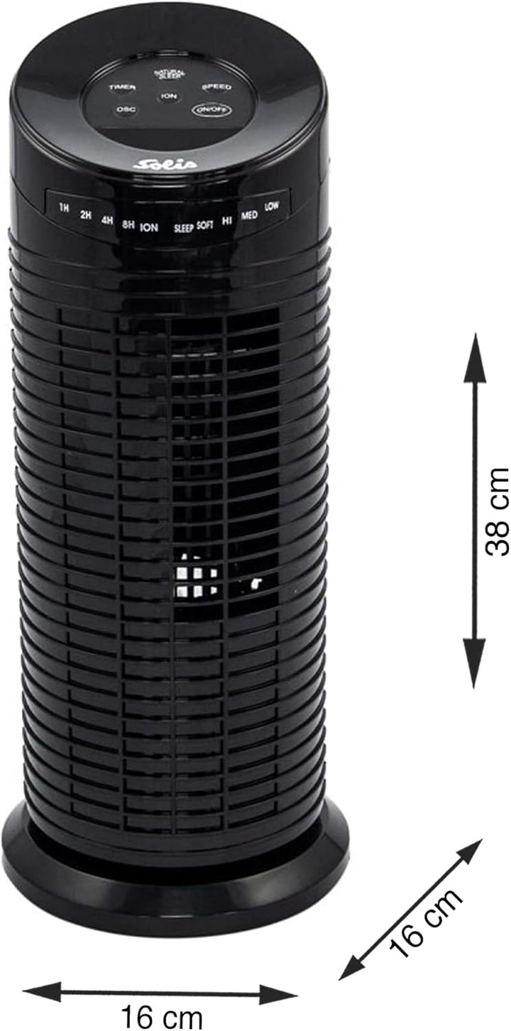Solis Turmventilator 749 mit Ionengenerator und Schwenkfunktion - Tower Ventilator - 43 cm Höhe - Sc