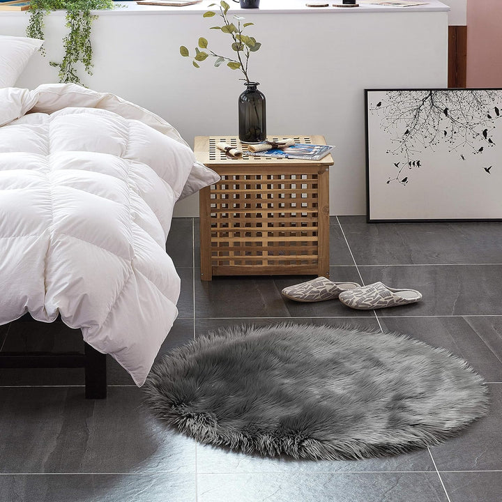Teppich Wölkchen Schaffell Lammfell Imitat, Fell Rund, Fellteppich Rund, Kunstfell Teppich | Flausch