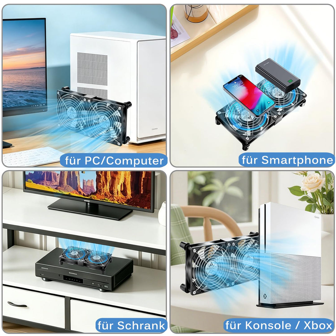 GDSTIME 120mm USB Lüfter 120 x 25mm Gehäuselüfter USB 120mm PC Lüfter 1500 U/min Bürstenloser Lüfter