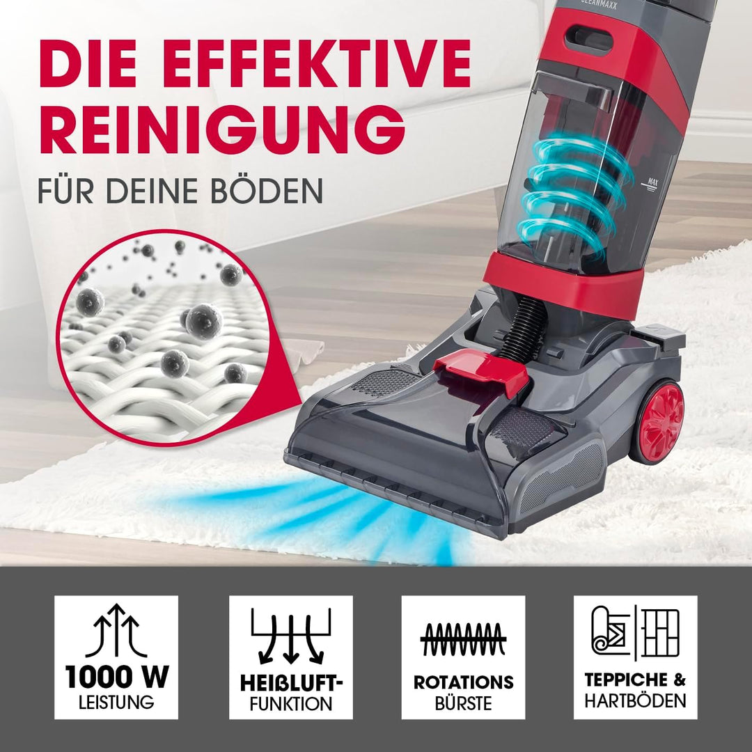 CLEANmaxx AquaStream Plus DUO Teppichreiniger | 3in1 Bodenreiniger für Teppich, Hartböden & als Pols