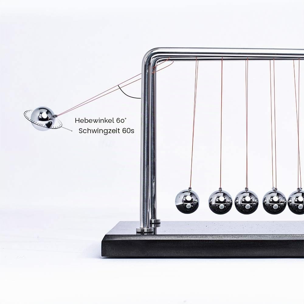 CERROPI Newton Cradle | Newton Pendel Hochwertig | Kugelstosspendel Unendlich mit 7 Kuglen | Klassic