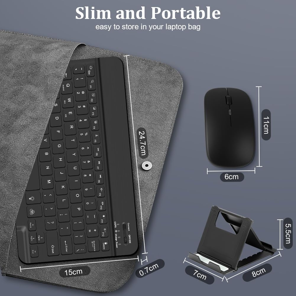 Bluetooth Tastatur Maus Set mit Halter, Funk Tastatur und Maus mit 7 Farben Hintergrundbeleuchtung,