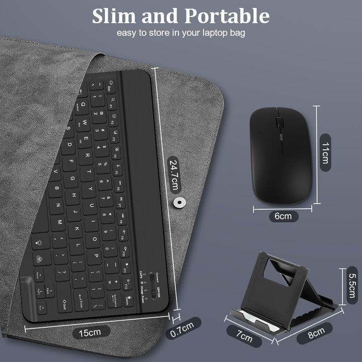 Bluetooth Tastatur Maus Set mit Halter, Funk Tastatur und Maus mit 7 Farben Hintergrundbeleuchtung,