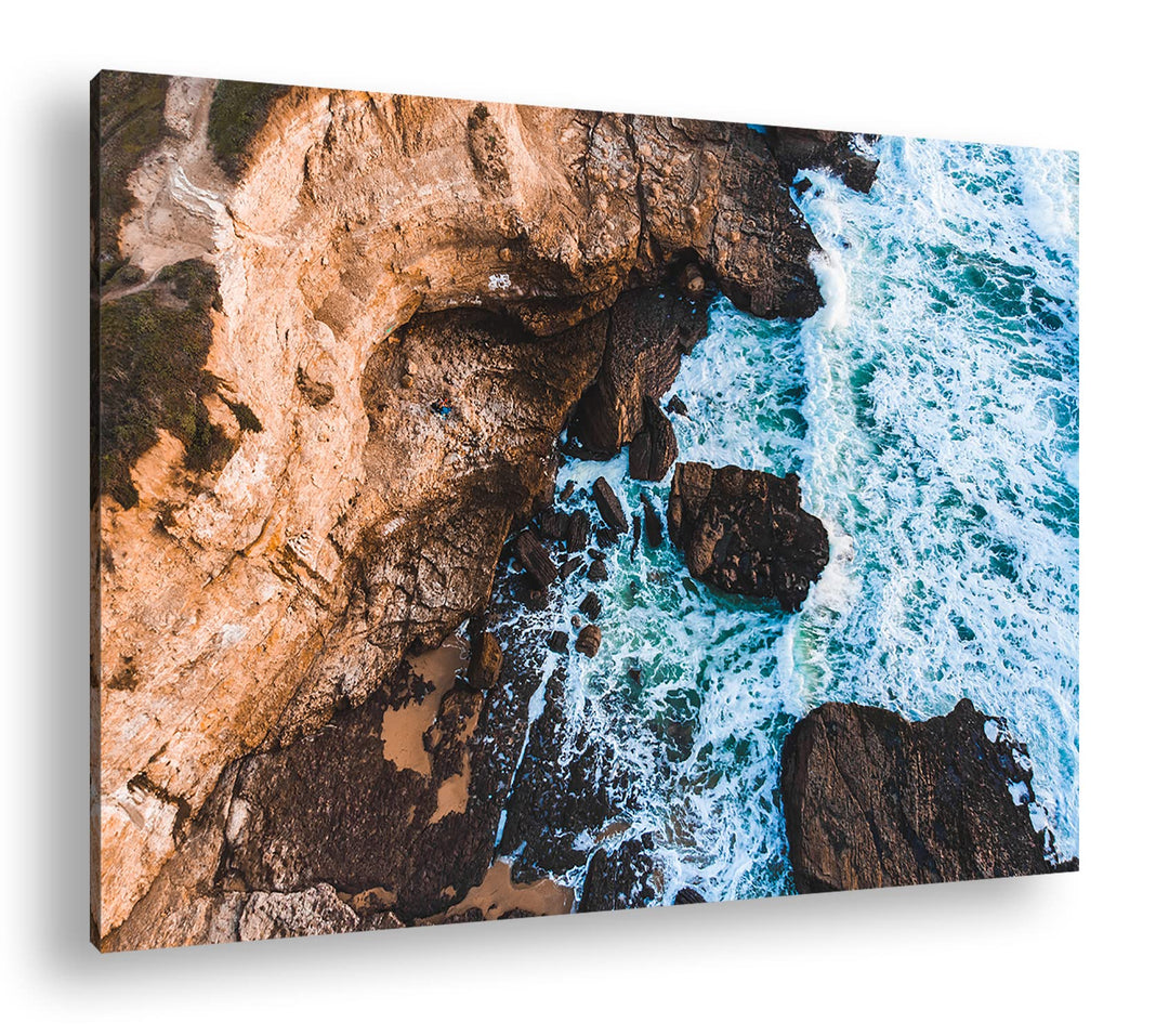 deyoli sagenhafte Küste Format: 100x70 cm als Leinwandbild, Motiv fertig gerahmt auf Echtholzrahmen,