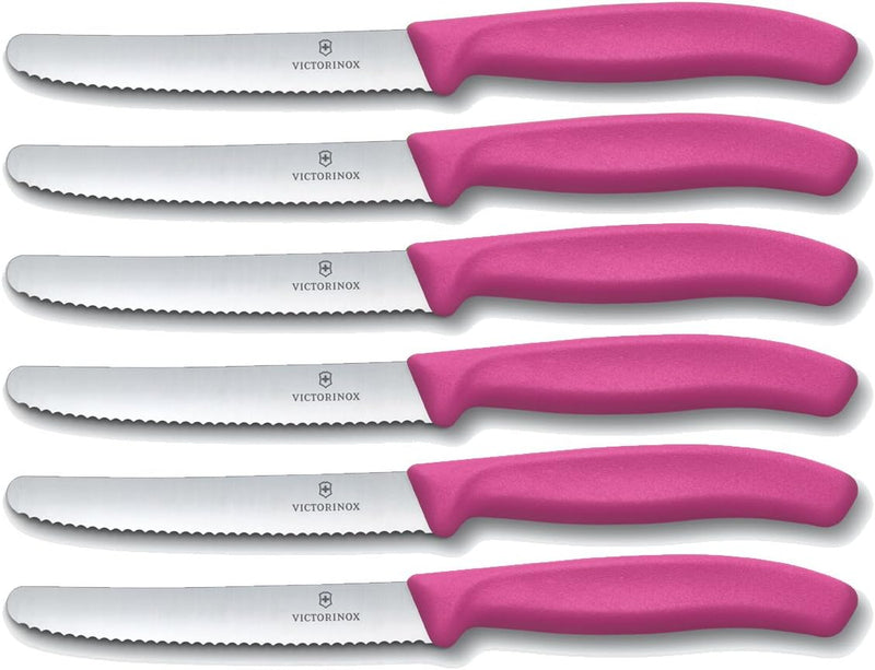 Victorinox 6 Stück Tafelmesser - Küchenmesser - Brötchenmesser Swiss Classic mit Wellenschliff - Swi