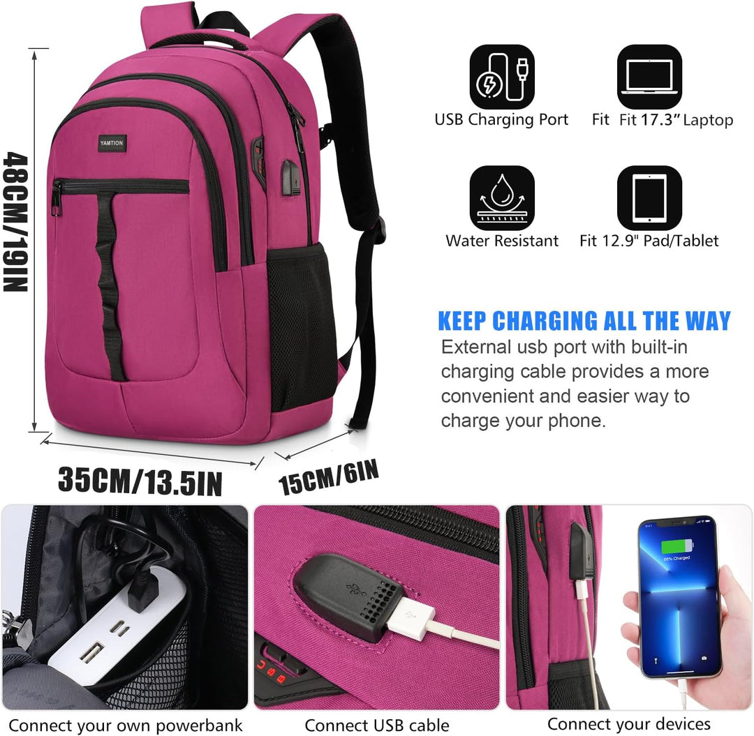 YAMTION Schultasche Damen,17.3 Zoll Schulrucksack Mädchen Teenager für Jungen Laptop Rucksack für St