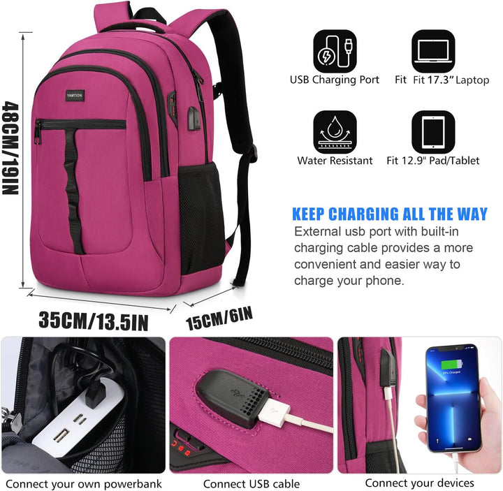 YAMTION Schultasche Damen,17.3 Zoll Schulrucksack Mädchen Teenager für Jungen Laptop Rucksack für St