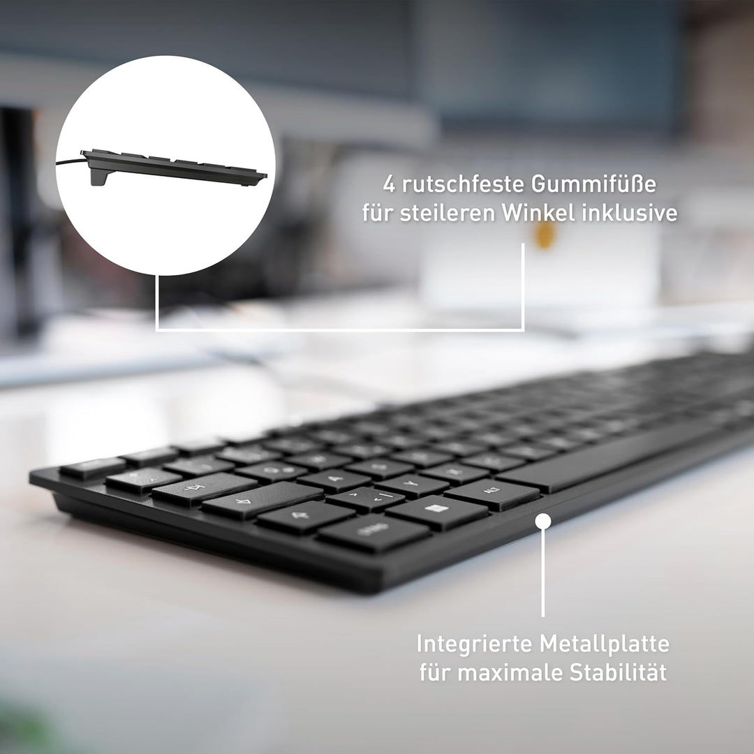 CHERRY KC 6000 SLIM, Ultraflache Design-Tastatur, Deutsches Layout (QWERTZ), Kabelgebunden (USB-A An