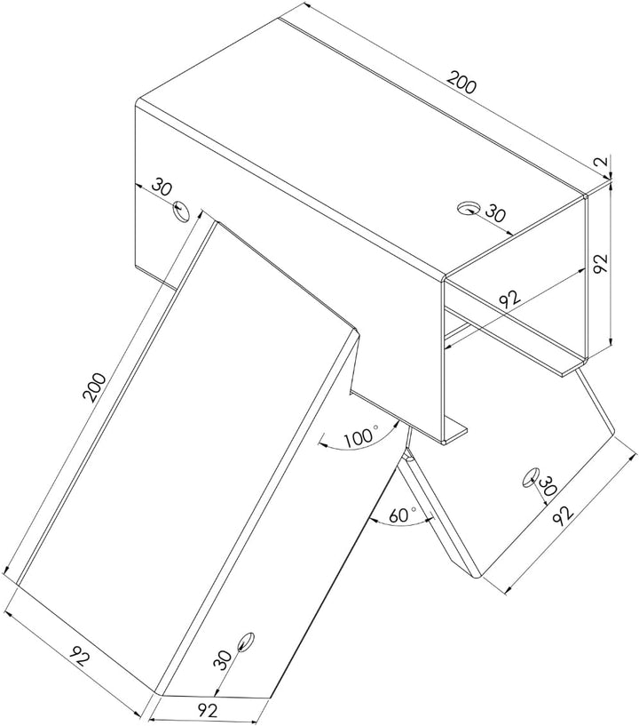 TRIBECCO® Vierkant Schaukelverbinder 90/90mm (100°, Rot) aus pulverbeschichtetem Stahlblech für Gart