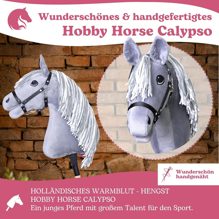 LarDen Hobby Horse Calypso mit schwarzem Halfter M, Stockpferd Für Kleine, HANDGEFERTIGTES Grosse Ki