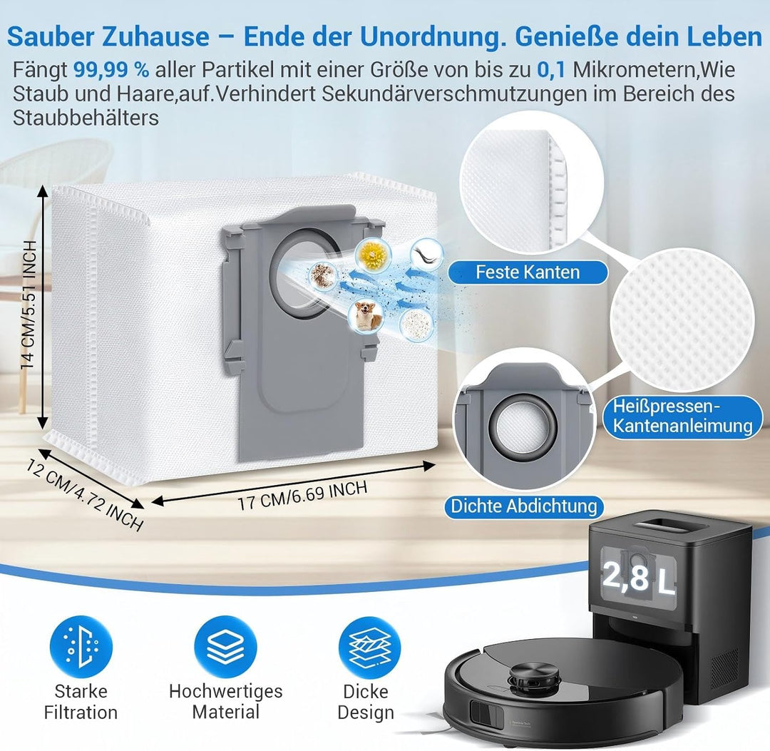 26 Pack Ersatzzubehörteile für Roborock Q10 S5/Q10 S5+/Q10 X5/Q10 X5+Roboterstaubsauger mit 2 Walzen