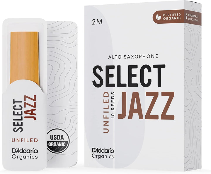 D'Addario Organisch Select Jazz Unfiled Alto Saxophon-Stimmzungen - Saxophonrohre - 2 Mittel, 10 Pac