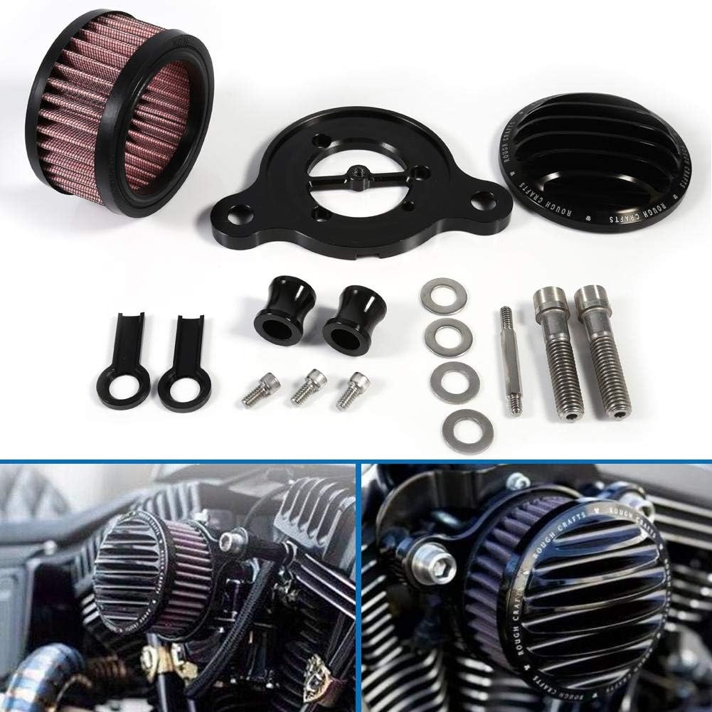 luftfilter Motorrad Luftfilter Ansaugfiltersystem Kit für Sportster XL883 XL1200 2004-2015(Schwarz)