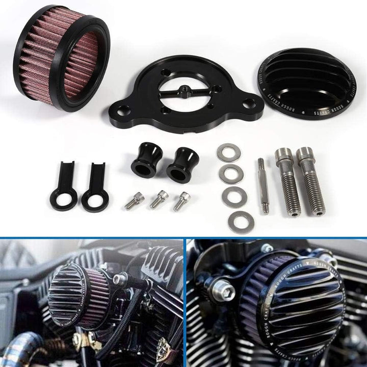 luftfilter Motorrad Luftfilter Ansaugfiltersystem Kit für Sportster XL883 XL1200 2004-2015(Schwarz)