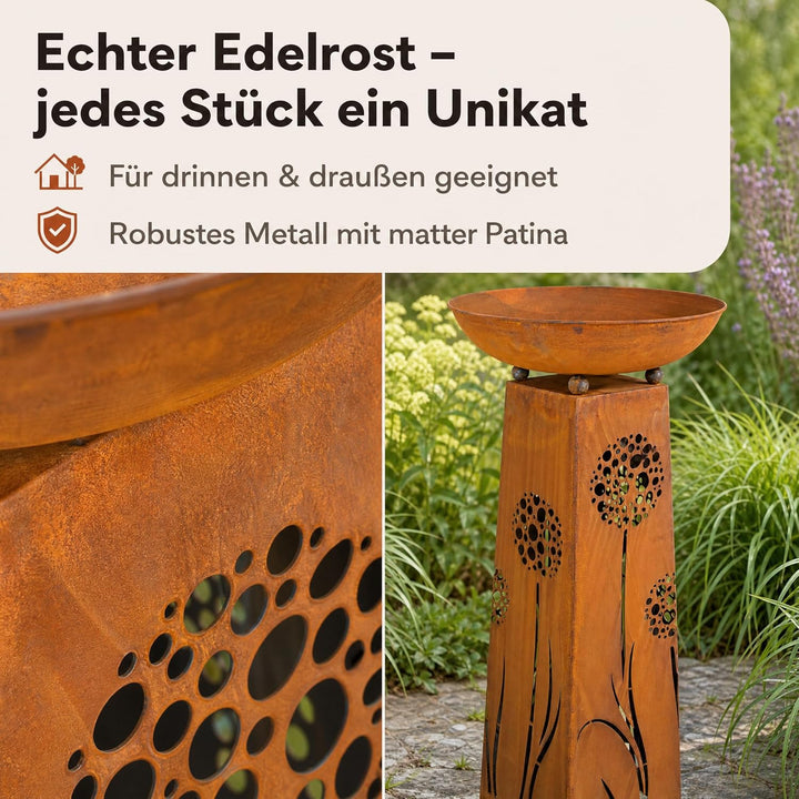 Rostikal Pflanzsäule Pusteblume 118 cm - inkl. abnehmbarer runder Dekorative Pflanzschale - Hochwert