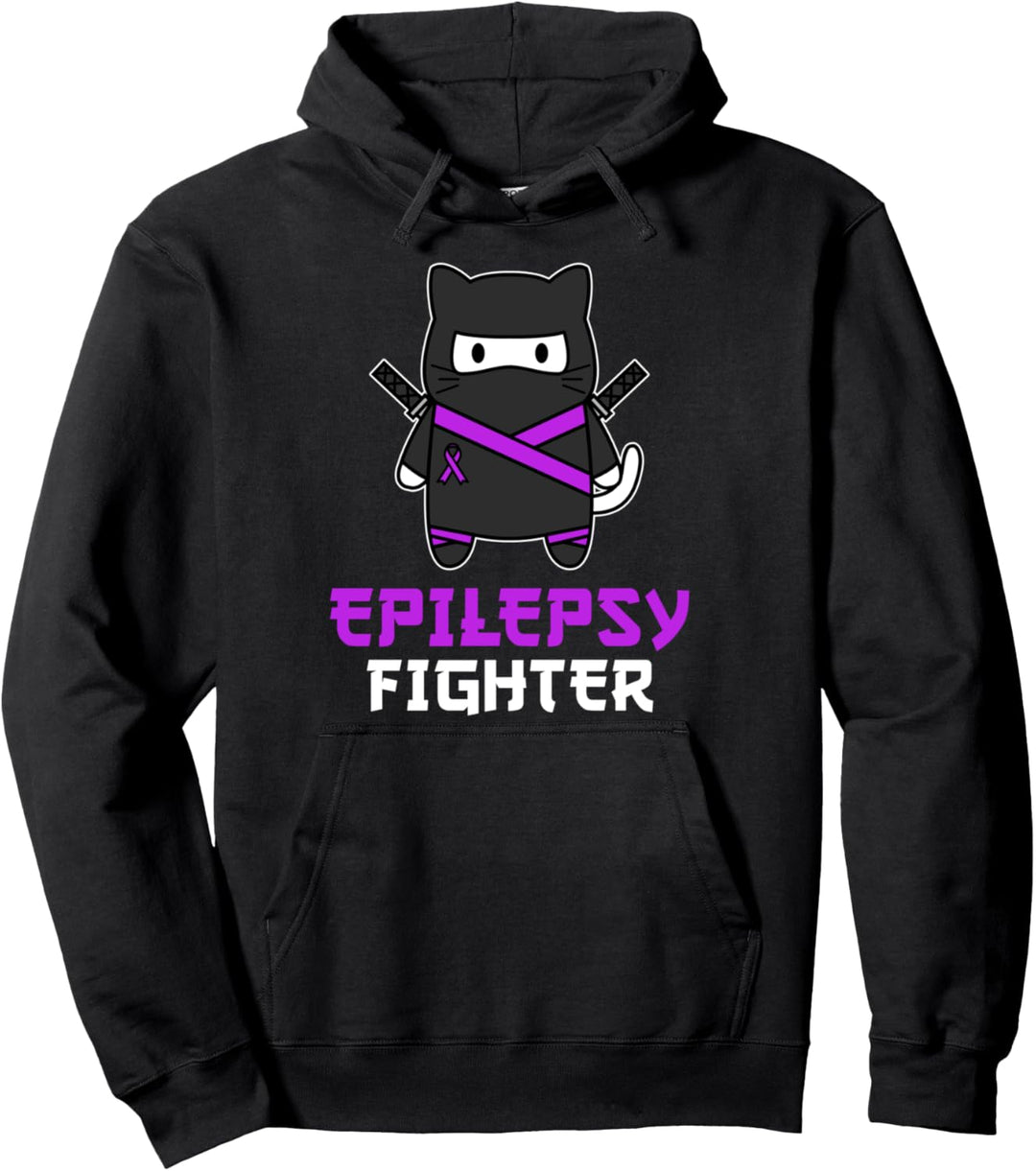 Ninja Cat Epilepsie-Kämpfer Pullover Hoodie