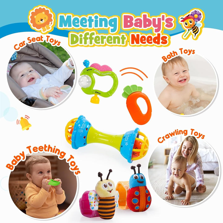 Tsokize Baby Spielzeug 0 3 6 9 Monate, 14 Pcs Rasseln Beissring Set Baby Spielzeug ab 0 3 6 9 Monate