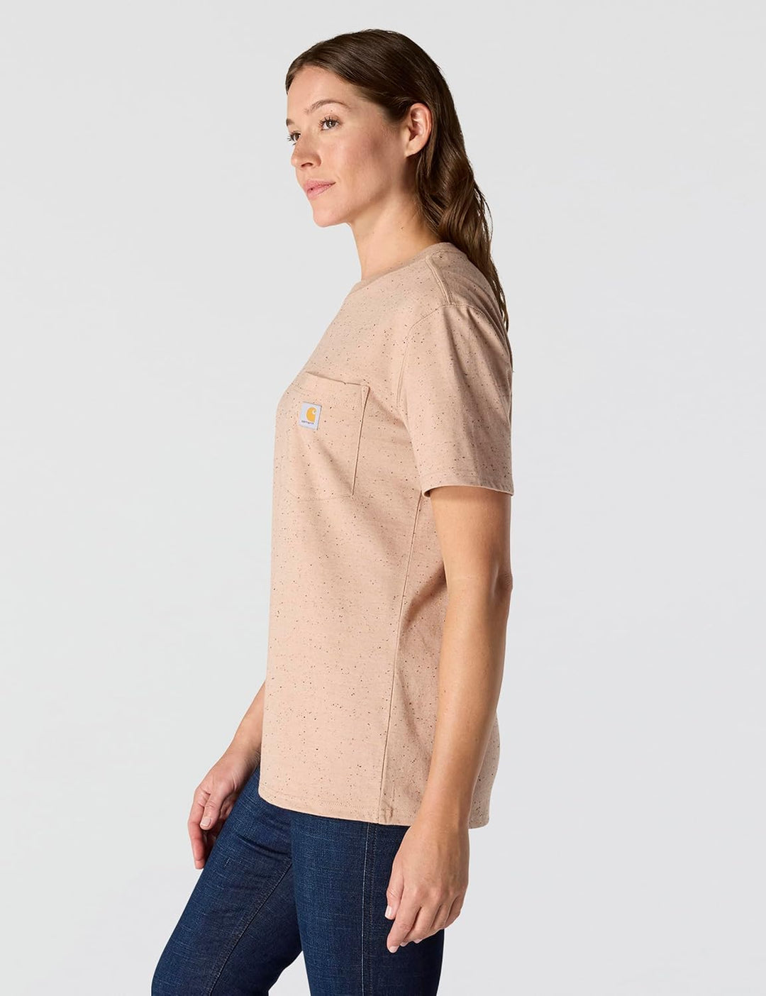 Carhartt Bekleidung Logo T-Shirt grün XS Helles Taupe Nep, XS Helles Taupe Nep