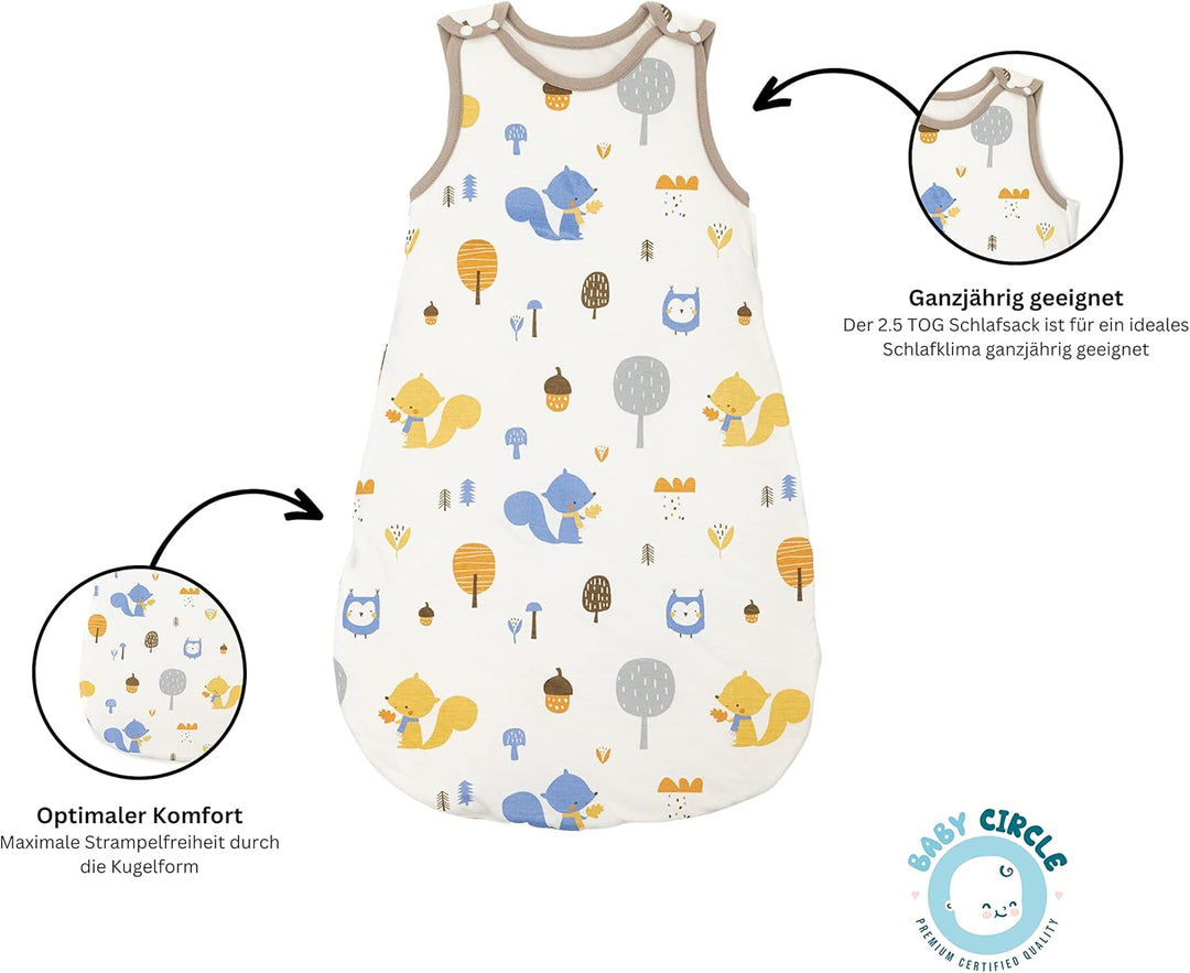 Baby Circle® Babyschlafsack | Schlafsack rund 2.5 TOG | 100% Bio-Baumwolle | Ganzjahresschlafsack |