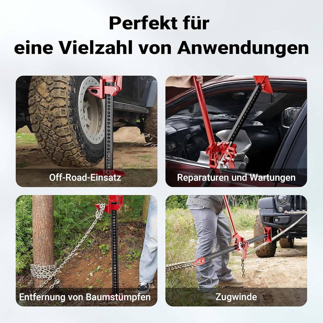 Wiltec Offroad Wagenheber bis 3000 kg max. 76 cm, Farmer Jack für Geländewagen, SUV, ATV und Anhänge