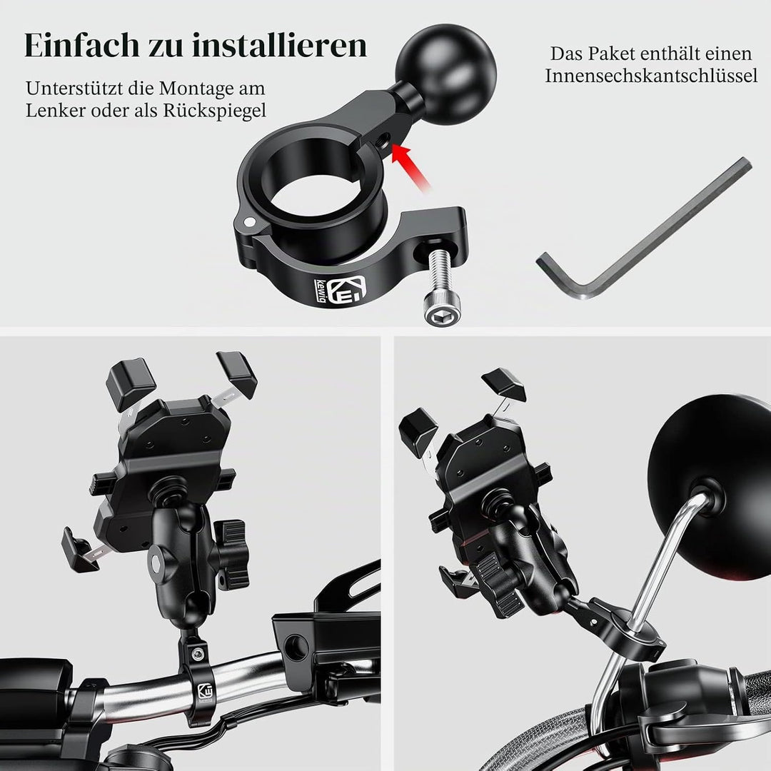 BRCOVAN 2St, Lenkerhalterung aus Aluminiumlegierung mit 1 Zoll TPU-Kugel für Rundschienendurchmesser